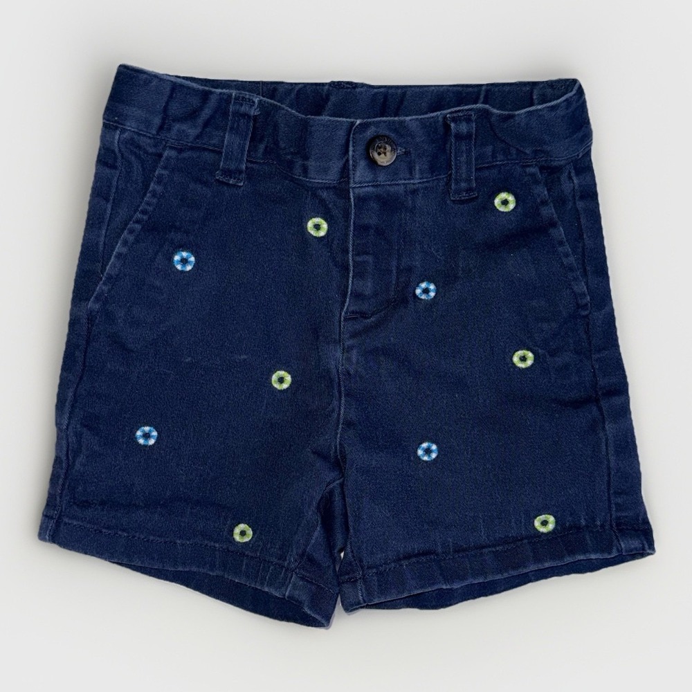 Janie and Jack Boys 18-24M Navy Blue Embroidered Shorts Nautical Preppy Coastal